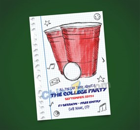 彩绘饮料大学派对传单矢量